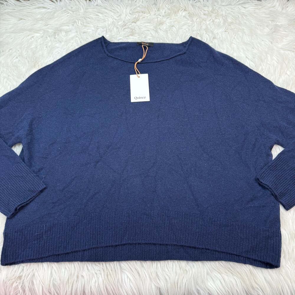 Quince Mongolian Cashmere Boatneck Sweater Navy Size L NWT Quiet Luxury - Picture 5 of 12